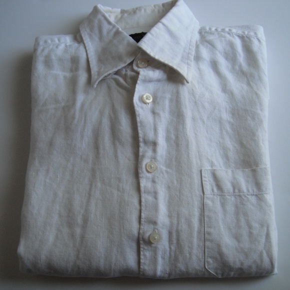 Scoott Barber in Men 100%Linen Long Sleeve Shirt - Picture 6 of 8